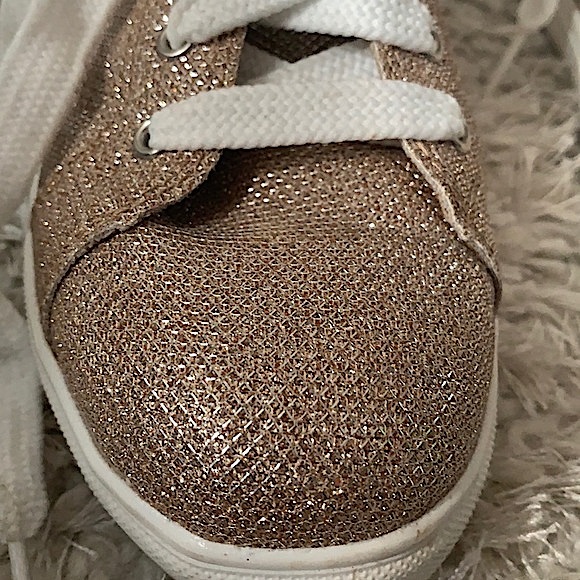 Express Gold Glitter Lace Up Sneakers Size 9 - Picture 6 of 8